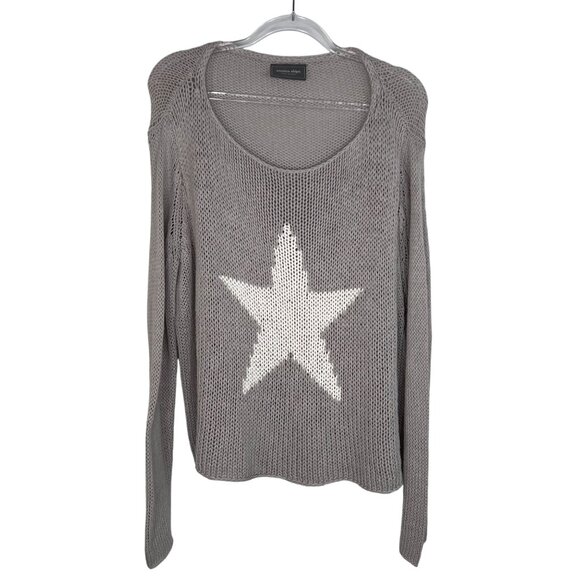 Wooden Ships Star Crewneck Sweater Gray & White Size Small / Medium - Picture 1 of 8